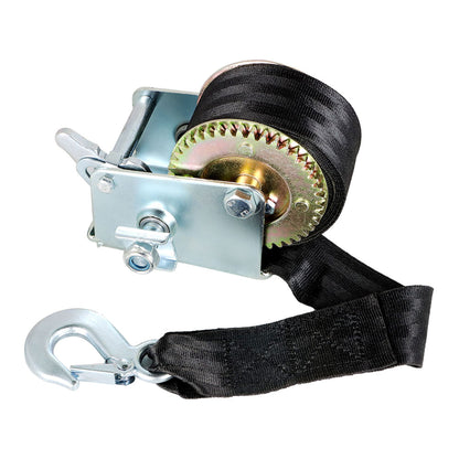 Heavy Duty Hand Winch 600lbs Hand Crank Strap Gear with 8m (26ft) Strap Manual Operated Two-Way Ratchet ATV Boat Trailer Marine