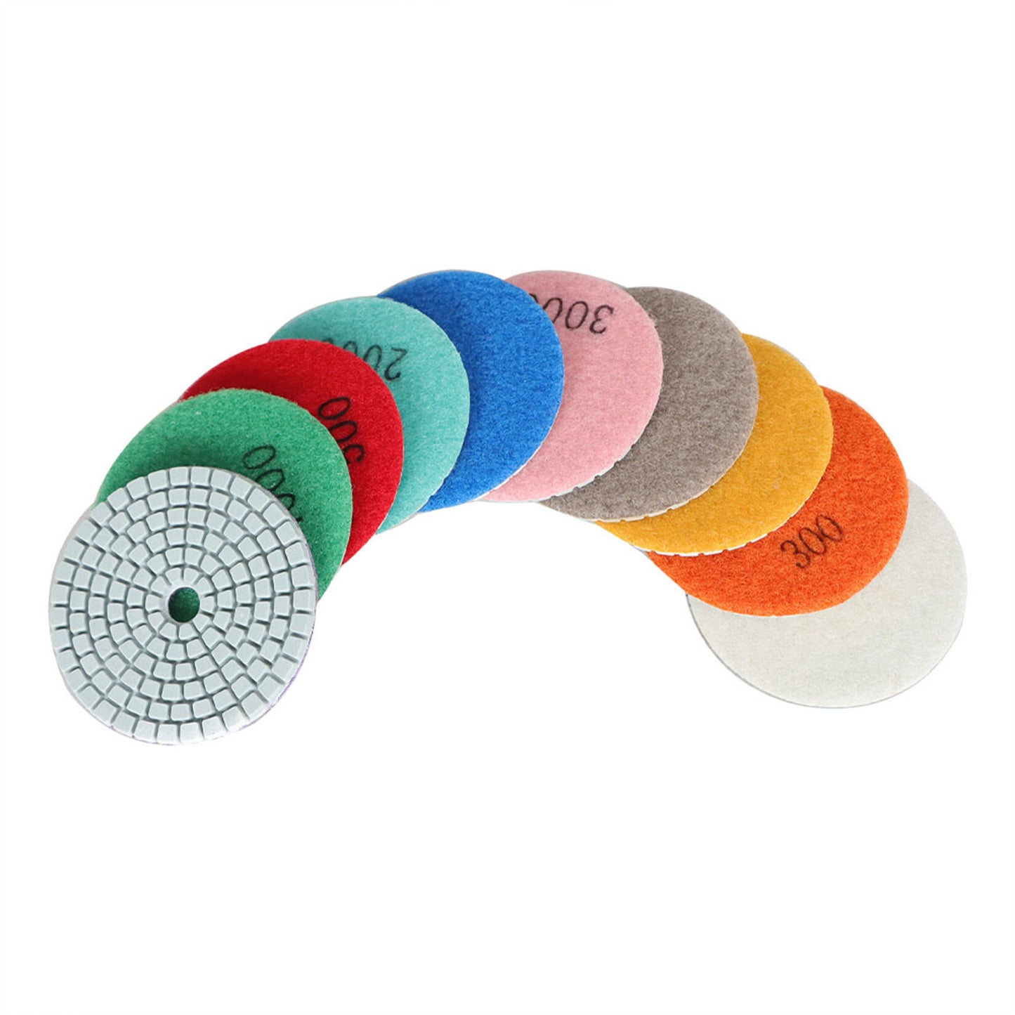 findmall 3 Inch Diamond Polishing Pads with 1Pcs 3 Inch Backer Pad, 11Pcs 50-3000 Grit Polishing Pad Kit Fit for Drill, Grinder, Polisher