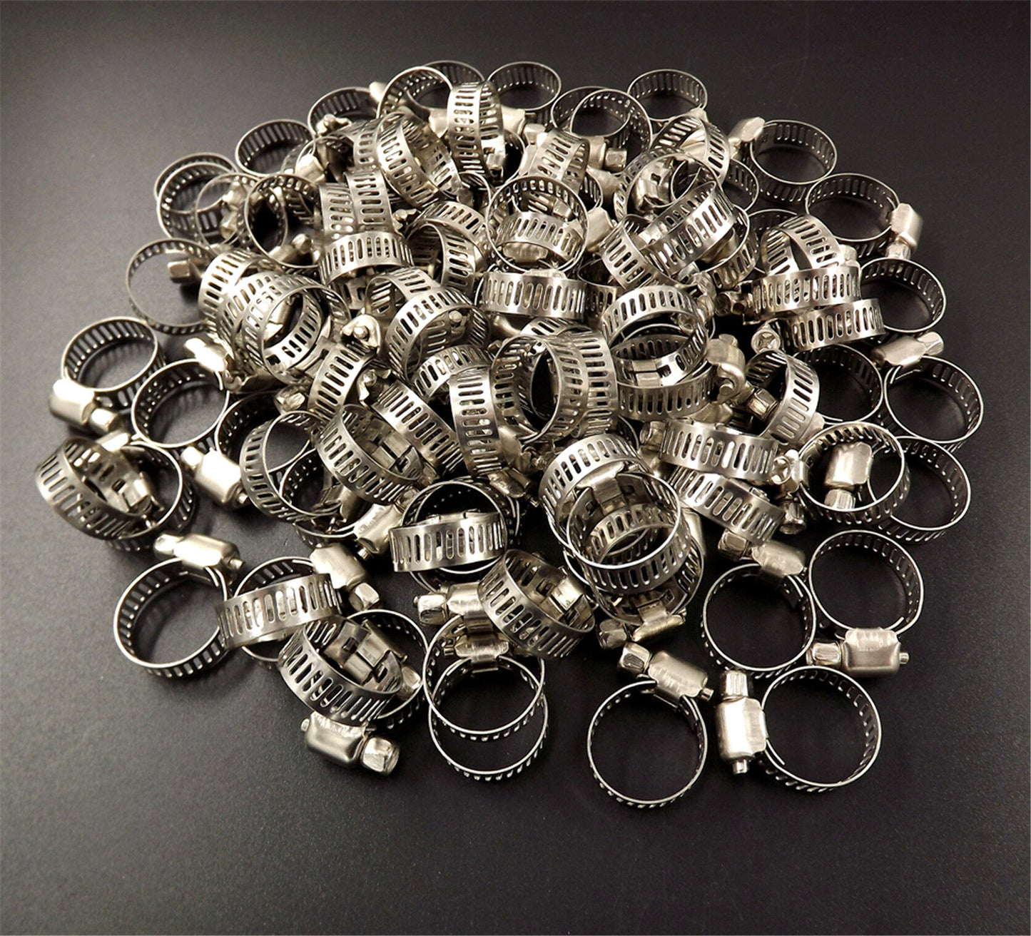 Stainless Steel Adjustable Drive Hose Clamps Fuel Line Worm Clips 3/4"-1" 100pcs