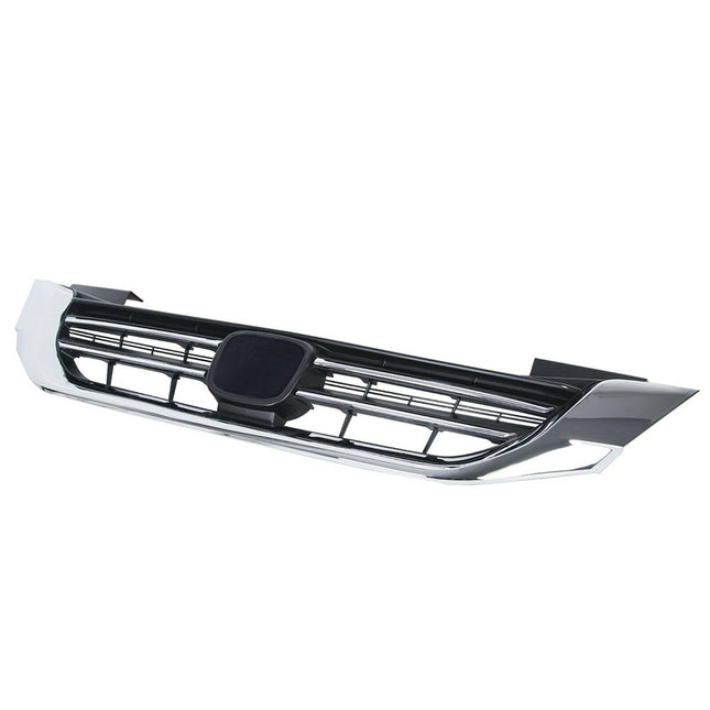 Findmall Black and Chrome Straight-Trim Front Upper Bumper Grille Replacement for Accord 2013-2015
