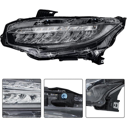 Findmall Headlight Assembly for 2016 Honda Civic Front Left Driver Side, Replaces HO2502176