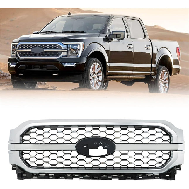 Findmall Chrome Front Upper Bumper Grille Assembly Replacement for F-150 2021-2023