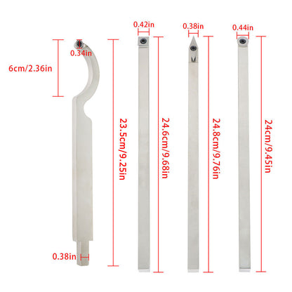 findmall Carbide Woodturning Lathe Tool Set Including Rougher, Finisher, Detailer, Swan Neck Hollower, Detachable Alloy Handle and 4 Extra Replacement Inserts for Small and Mid Size Turning Projects