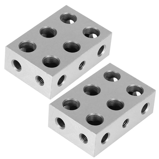 findmall 1 x 2 x 3 Inch Blocks 11 Holes Matched Pair Ultra Accuracy .0001 Machinist Fit for Milling Machine