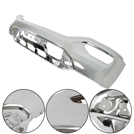 Findmall Chrome Steel Front Bumper Face Bar without Parking Sensor Holes Replacement for 2016-2018 GMC Sierra 1500, 23243501, GM1002867