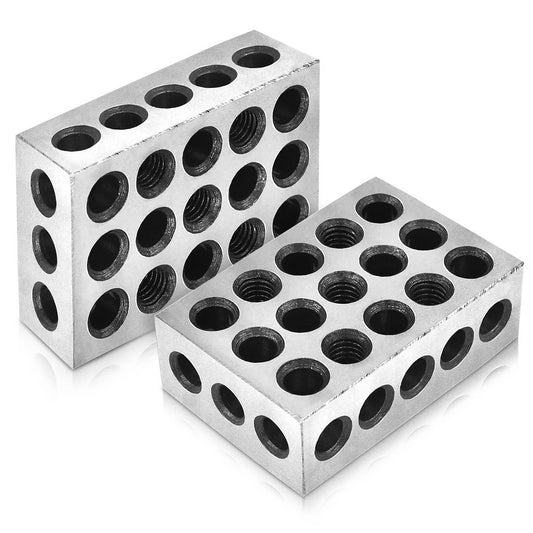 findmall 1 x 2 x 3 Inch Blocks Matched Pair Hardened Steel 23 Holes Accuracy Machinist Milling