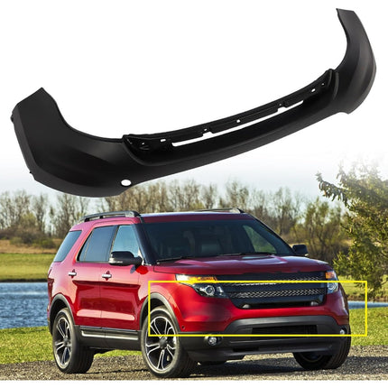 Findmall Primed Front Bumper Cover without Parking Sensor Holes Replacement for 2011-2015 Ford Explorer, FO1014109, BB5Z-17D957-APTM