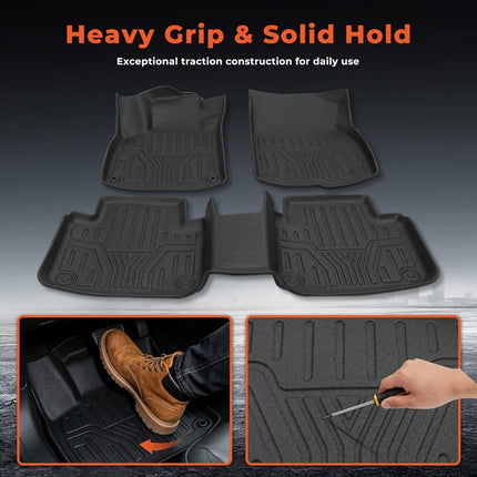 Findmall 3PCS Floor Mats Liner Black TPE Replacement for Accord 2018-2022