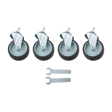 Findmall 4 Pack 3" Rubber Swivel Caster Wheels with Wheel Brake, M8-1.25 × 25mm Threaded Stem, Heavy Duty Casters for Furniture, Workbenches & Utility Carts