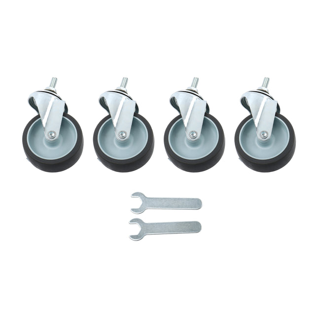 Findmall 4 Pack 3" Rubber Swivel Caster Wheels with Wheel Brake, M8-1.25 × 25mm Threaded Stem, Heavy Duty Casters for Furniture, Workbenches & Utility Carts