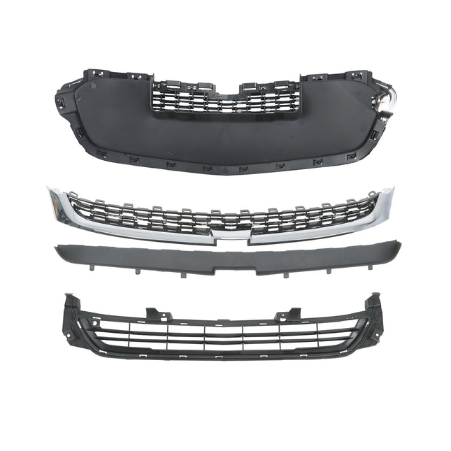 Findmall 3-Piece Black Front Grille Kit with Chrome Trim Replacement for Malibu 2014-2016 GM1036160