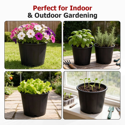 findmall 10pc Plastic Nursery Plant Pots with Drainage Holes – Durable Garden Planters for Flowers, Herbs & Vegetables