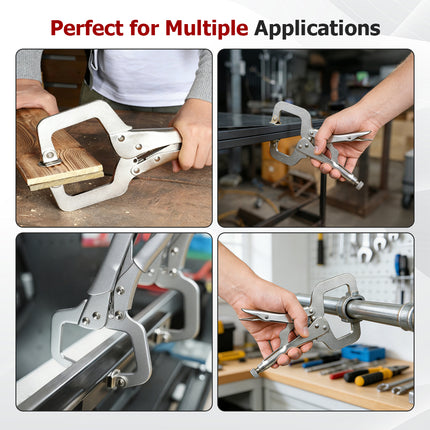 findmall 5PCS 6" & 11" C-Clamp Locking Pliers Set – Adjustable Swivel Pad Vise Grip Pliers for Woodworking, Welding & Metalwork