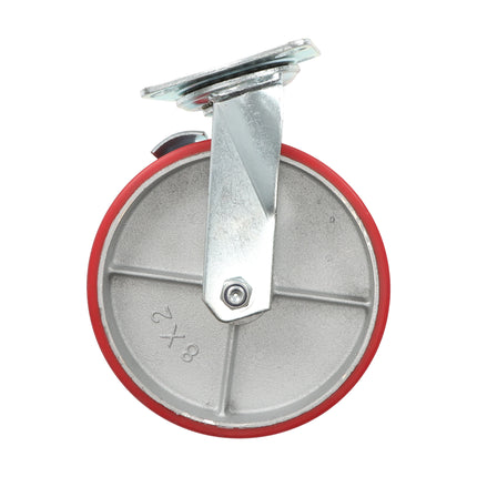 Findmall 1 Pack 8" Polyurethane on Iron Core Swivel Caster Wheels with Wheel Brake, Top Plate Mount, Heavy Duty Casters for Tool Boxes, Workbenches & Carts