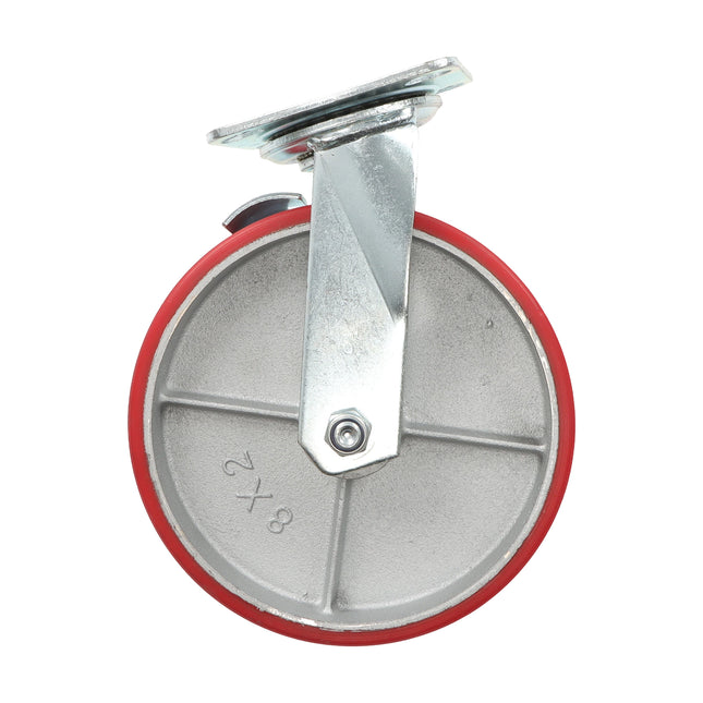 Findmall 1 Pack 8" Polyurethane on Iron Core Swivel Caster Wheels with Wheel Brake, Top Plate Mount, Heavy Duty Casters for Tool Boxes, Workbenches & Carts