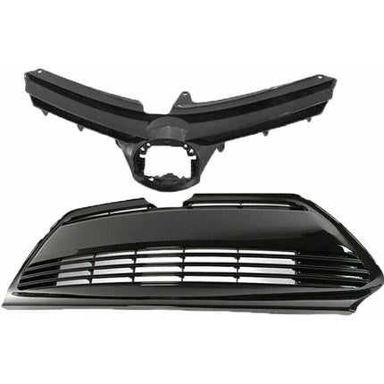 Findmall Front Upper and Lower Grille Set for 2017-2019 Toyota Corolla L LE XLE, Gloss Black
