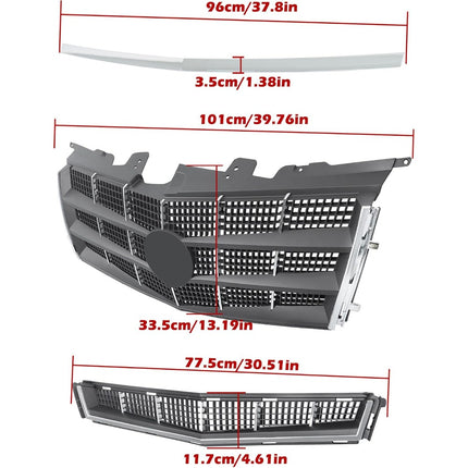 Findmall Chrome Front Bumper Grille and Hood Molding Kit Replacement for CTS