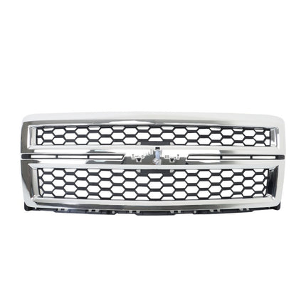 Findmall Black Honeycomb Front Upper Grille with Chrome Surround Replacement for Silverado 1500 2014-2015