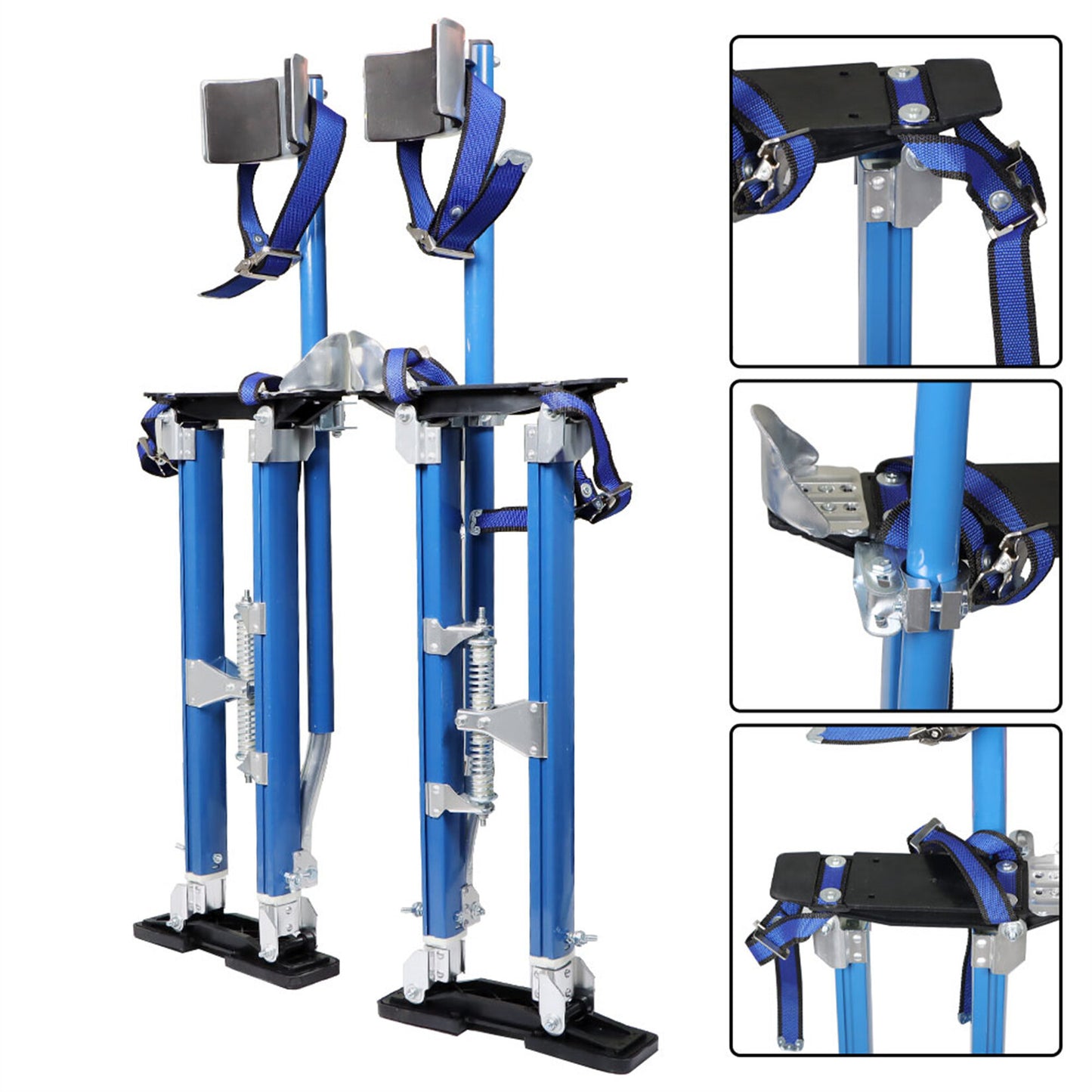 findmall 24-40 Inch Drywall Stilts Grade Adjustable Aluminum Tool Stilt for Painting or Cleaning - Light Blue