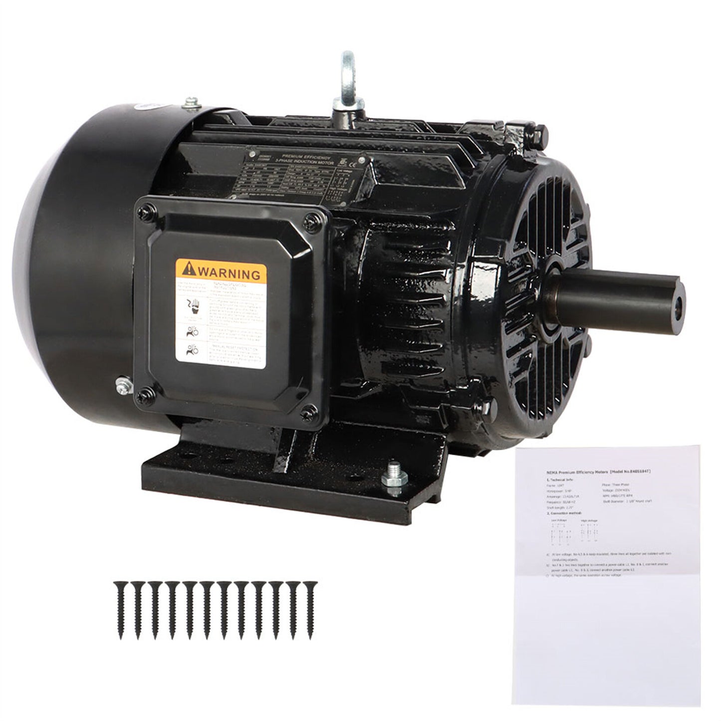 findmall 5 HP Electric Motor 184T Frame 1480/1770RPM 3 Phase Motor General Severe Duty Motor TEFC 50/60Hz 230/460V 1 1/8 Keyed Shaft