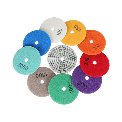 findmall 3 Inch Diamond Polishing Pads with 1Pcs 3 Inch Backer Pad, 11Pcs 50-3000 Grit Polishing Pad Kit Fit for Drill, Grinder, Polisher