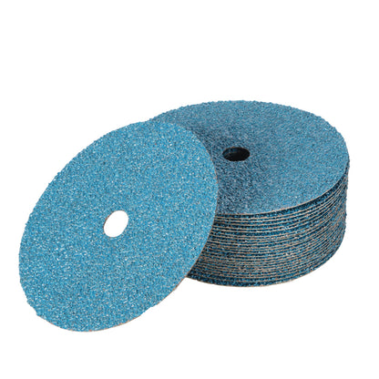 findmall Abrasives 25Pcs Fiber Disc 7 Inch Zirconia Resin Fiber Grinding and Sanding Discs 7/8 Inch Center Hole 24 Grit