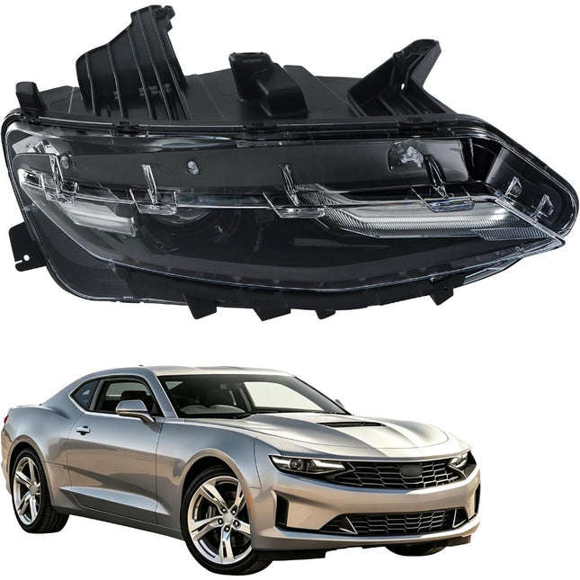 Findmall Passenger Side Headlights Assembly Replacement for Camaro LS/LT 2019-2024 Housing Black Lamp RH 1PC 84756146