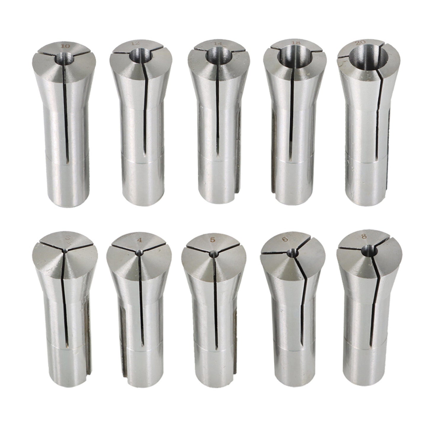 findmall 10 Pieces R8 Round Spring Collet 3, 4, 5, 6, 8, 10, 12, 14, 18 and 20mm Set New