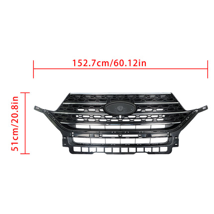 Findmall Front Upper Honeycomb Grille for 2021-2023 Ford Explorer XLT, Black with Chrome Trim