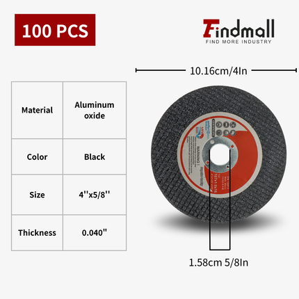 findmall Metal Cut Off Wheels for Stainless Steel-  25/50/100 Pack Thin Cutting Discs (0.040" / 0.045" / 0.0625") for Angle Grinder