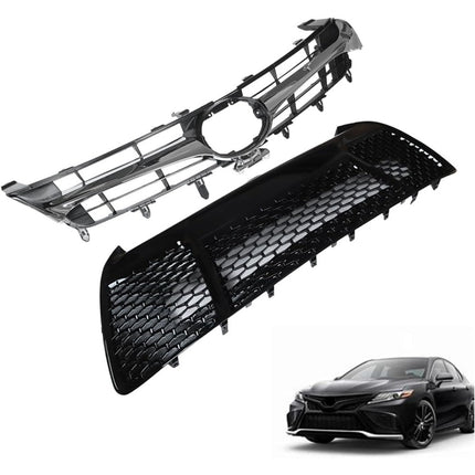 Findmall Front Upper and Lower Grille Set for 2015-2017 Toyota Camry SE XSE, Black