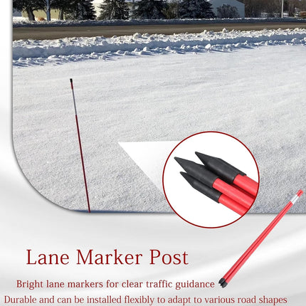 Findmall 48 Inch Fiberglass Driveway Markers, 5/16" Diameter Red Reflective Snow Stakes for Parking Lots, Walkways & Property Boundaries
