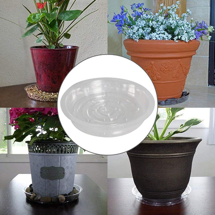 Findmall Plastic Plant Saucer Drip Trays, 5/10 Pack Clear Heavy Duty Flower Pot Saucers for Indoor Outdoor Plants, Round Drainage Trays for Planters