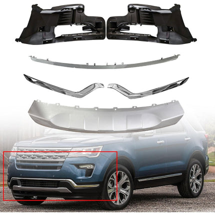 Findmall Front Lower Bumper Trim Molding Kit for 2018‑2019 Ford Explorer, Chrome Plastic