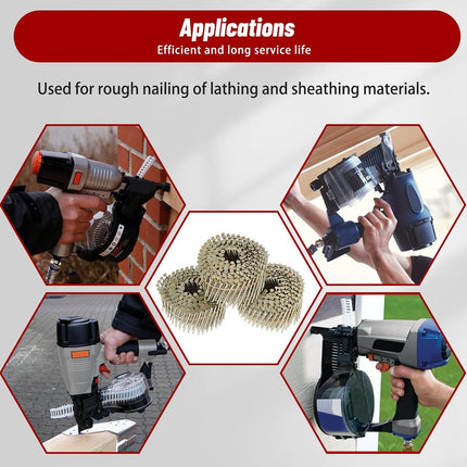 Findmall 3600 Count Siding Nails 2-1/2-Inch x .090-Inch 15-Degree Wire Collated Coil Resin Paint Coating Ring Shank for Rough Nailing of Lathing and Sheathing Materials