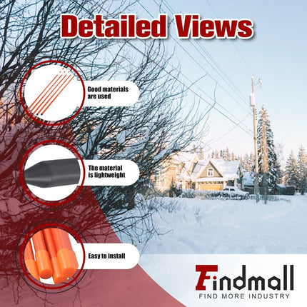 Findmall 72 Inch Driveway Markers, 5/16" Diameter Orange Reflective Snow Stakes, 6 FT Fiberglass Lane Marker Posts for Driveways, Parking Lots & Walkways
