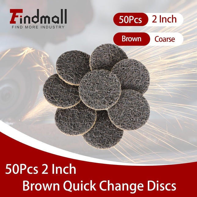 Findmall 50PCS 2" Quick Change Surface Conditioning Discs Aluminum Oxide Non-Woven
