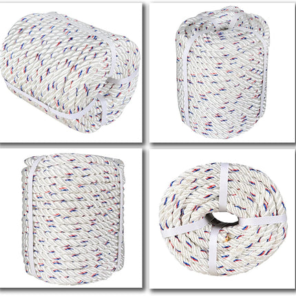 Findmall 5/8in x 150ft Double Braid Polyester Strength 7200 Lbs White Red Blue