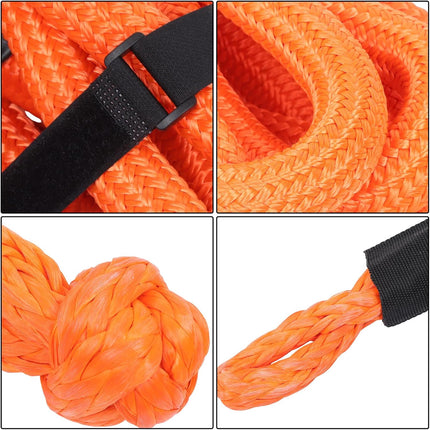 Findmall 1in x 20ft Power Recovery Rope with 2 Soft Shackles, Nylon N66 Double-Layer Weaving, 34000 Pounds Breaking Strength, 30% Elasticity Offroad Power Strap for Truck ATV UTV Tractor, Orange