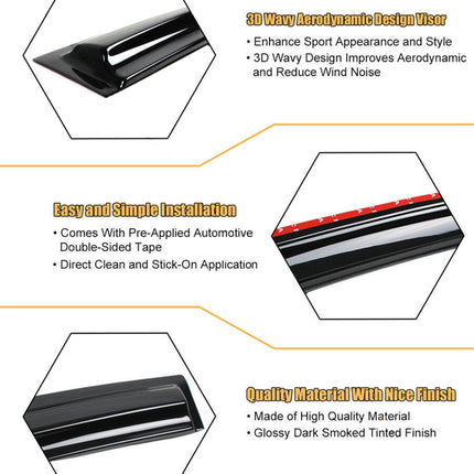 Smoke Window Visor Wind Deflector Vent Rain Guard Replacement for 2008-2015 Cruze J300
