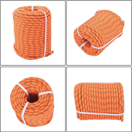 Findmall 1/2in x 220ft Strong Arborist Rigging Ropes, 48 Strands Braided Polyester Rope, for Towing, Swing, Camping, Clothes Drying, Orange and Black