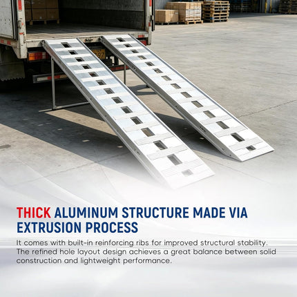 findmall 60 inch X 12 inch Aluminum 1 Pair Ramps Trailer Ramps 6000LBS Hook Ramp Attachment End