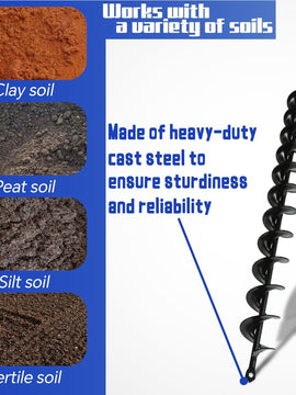 2 x 24 Inch Surface Auger Drill Bit for Planting Garden Auger Drill String or Umbrella Hole Excavator Suitable for 3/8 Inch