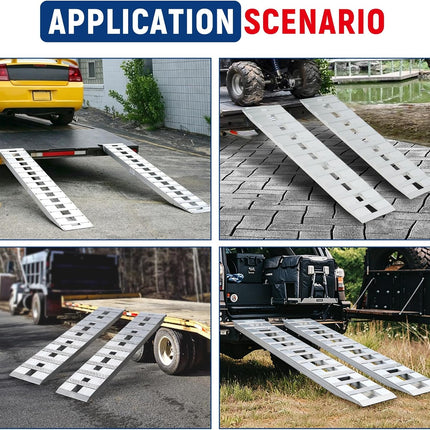 findmall 60 inch X 12 inch Aluminum 1 Pair Ramps Trailer Ramps 6000LBS Hook Ramp Attachment End