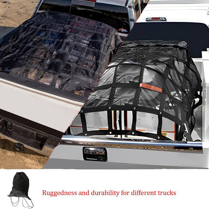 Findmall Heavy Duty Cargo Net, Adjustable Trailer Cargo Net, Cargo Net with S-Hook Fittings, Truck Bed Net, Black