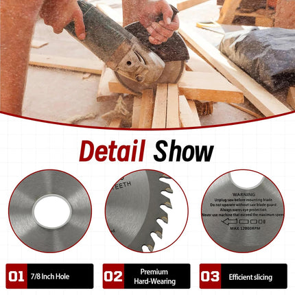 findmall 3PCS 4-1/2" 40T Circular Saw Blades, General Purpose Carbide-Tipped Cutting Blades for Wood, Plastic, Metal & Tile, 7/8" Arbor
