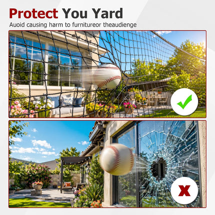 Findmall Baseball & Softball Backstop Net, Twisted Knotted Polyethylene Sports Barrier Netting with Hooks