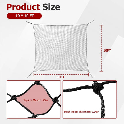 Findmall Baseball & Softball Backstop Net, Twisted Knotted Polyethylene Sports Barrier Netting with Hooks