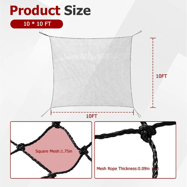 Findmall Baseball & Softball Backstop Net, Twisted Knotted Polyethylene Sports Barrier Netting with Hooks