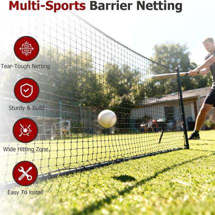 Findmall Baseball & Softball Backstop Net, Twisted Knotted Polyethylene Sports Barrier Netting with Hooks